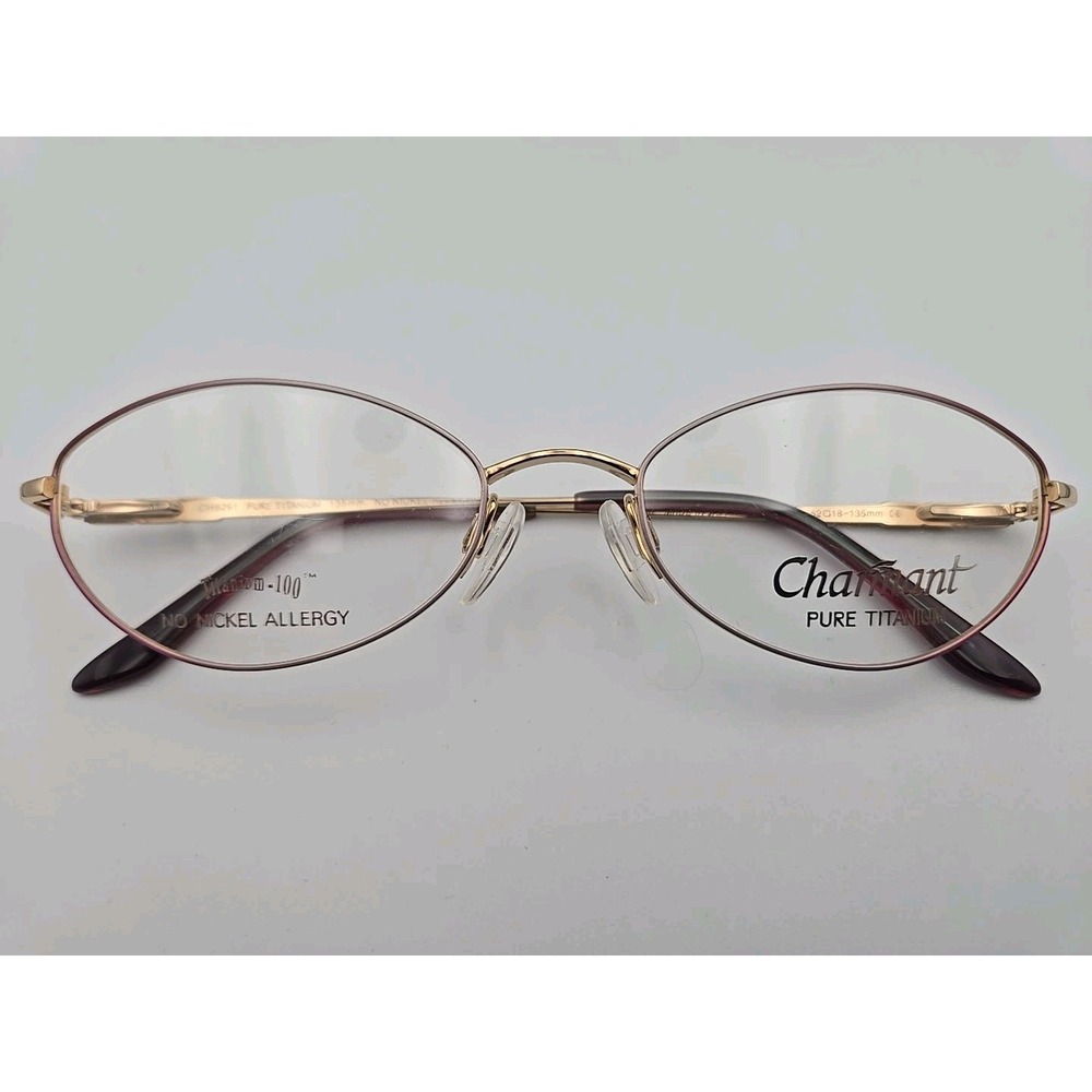CHARMANT CH8291 RO Gold Purple Pure‎ Titanium 52-18-135mm Eyeglasses Frames Only